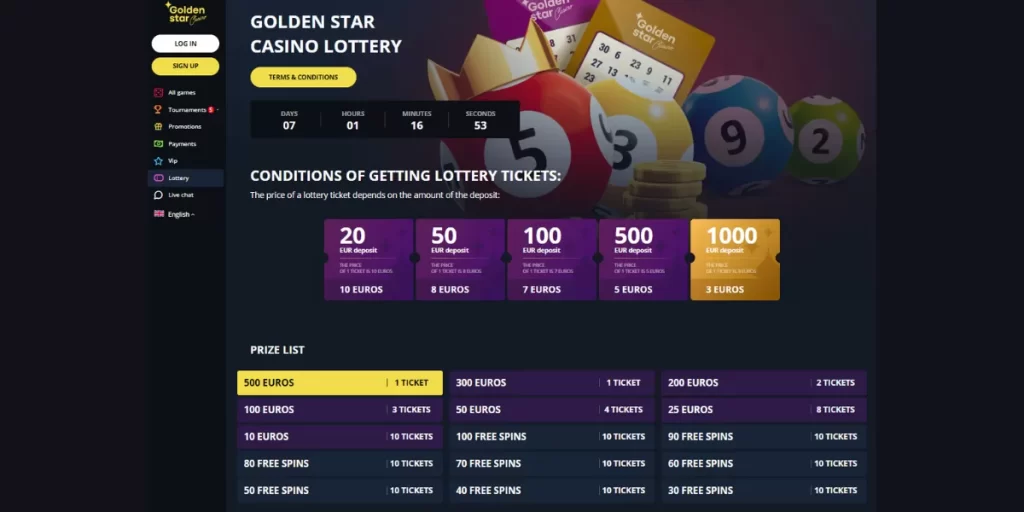 Golden Star Casino lottery
