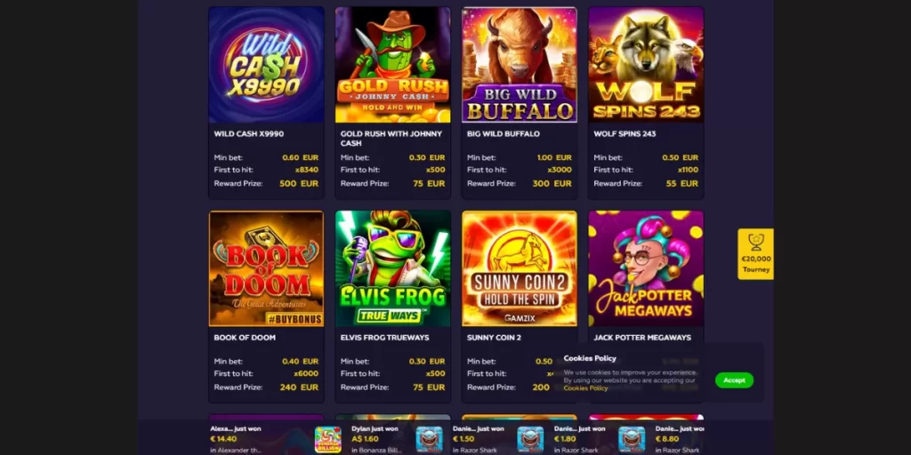 playfina casino slots library